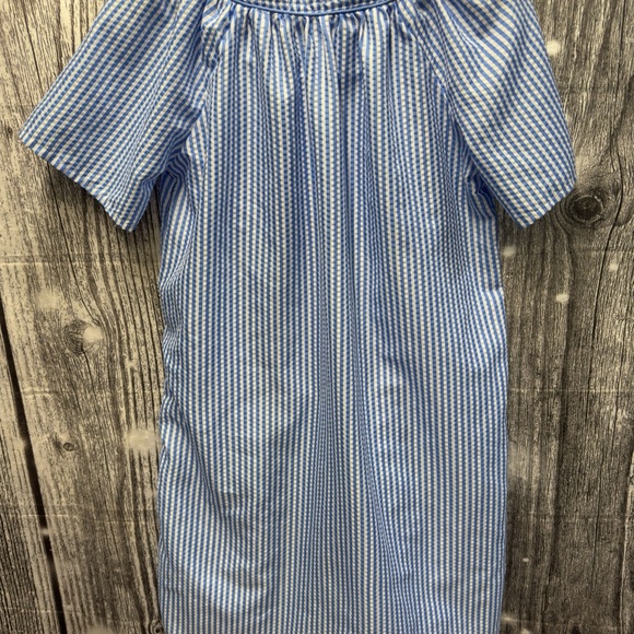 Blue and White Striped Snap Front House Dress Medium - Picture 2 of 3